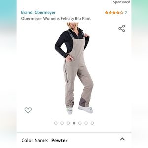 Obermeyer Felicity Bib Pant - Women's, pewter colour, size 14